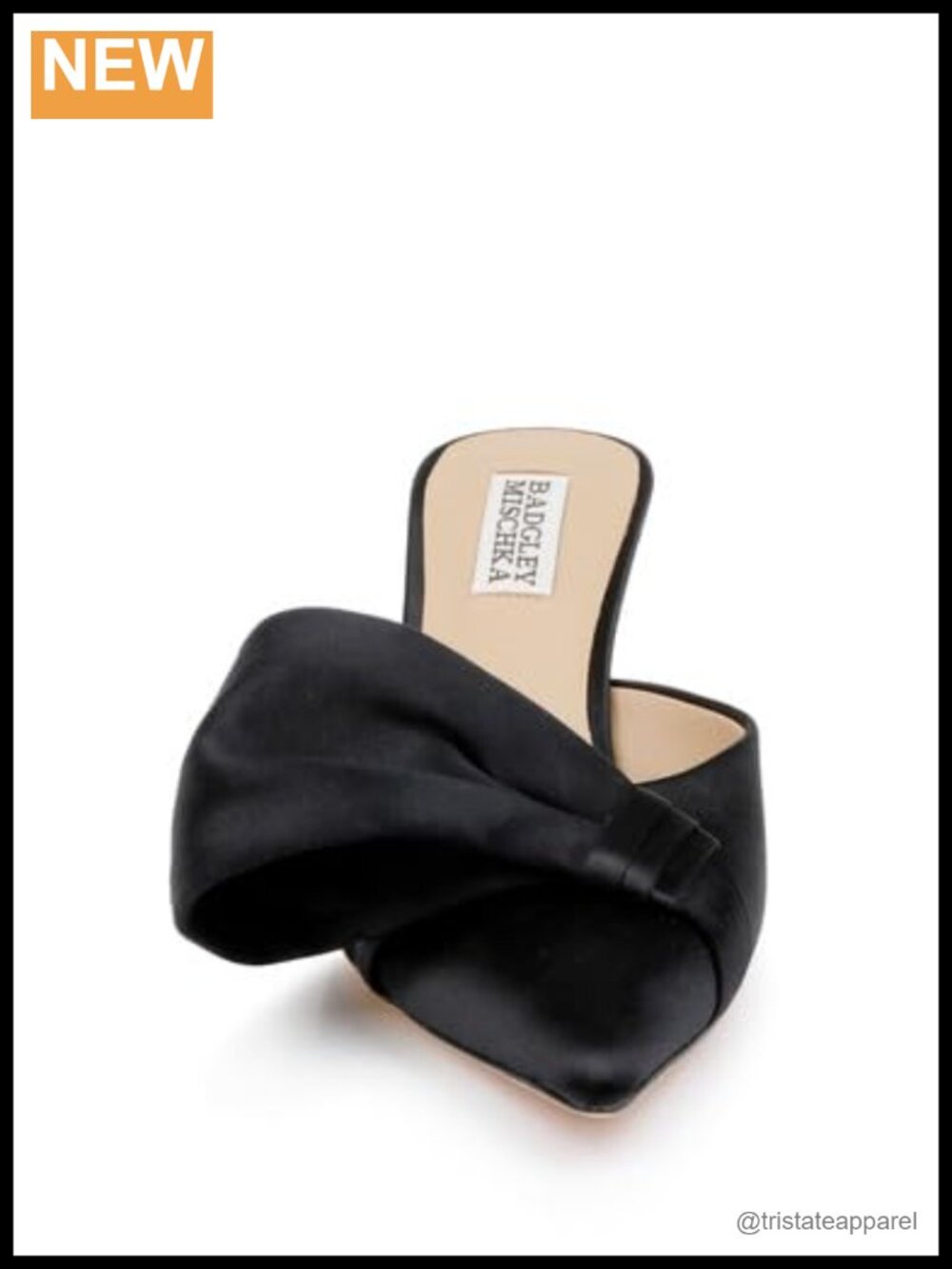 Badgley Mischka Alaya Pointed Toe Mule, Silk Leather, Kitten Heel, Formal - Picture 6 of 6